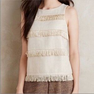 Anthropologie Sunday In Brooklyn Gold Fringe Sleeveless Top